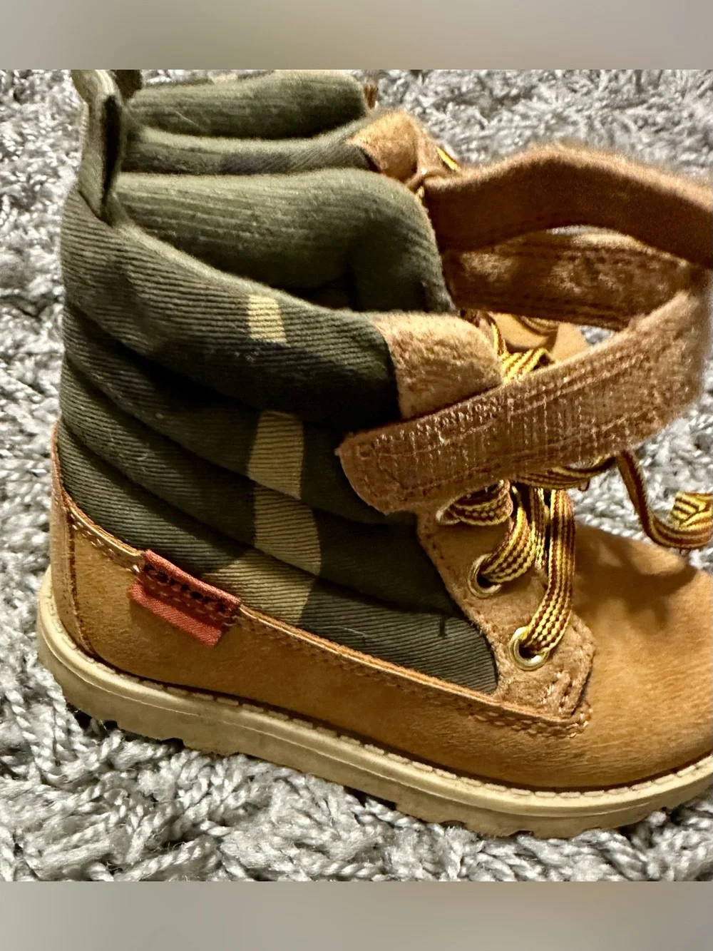 Carter's Tan & Olive Kids Hiking Boots with Velcro